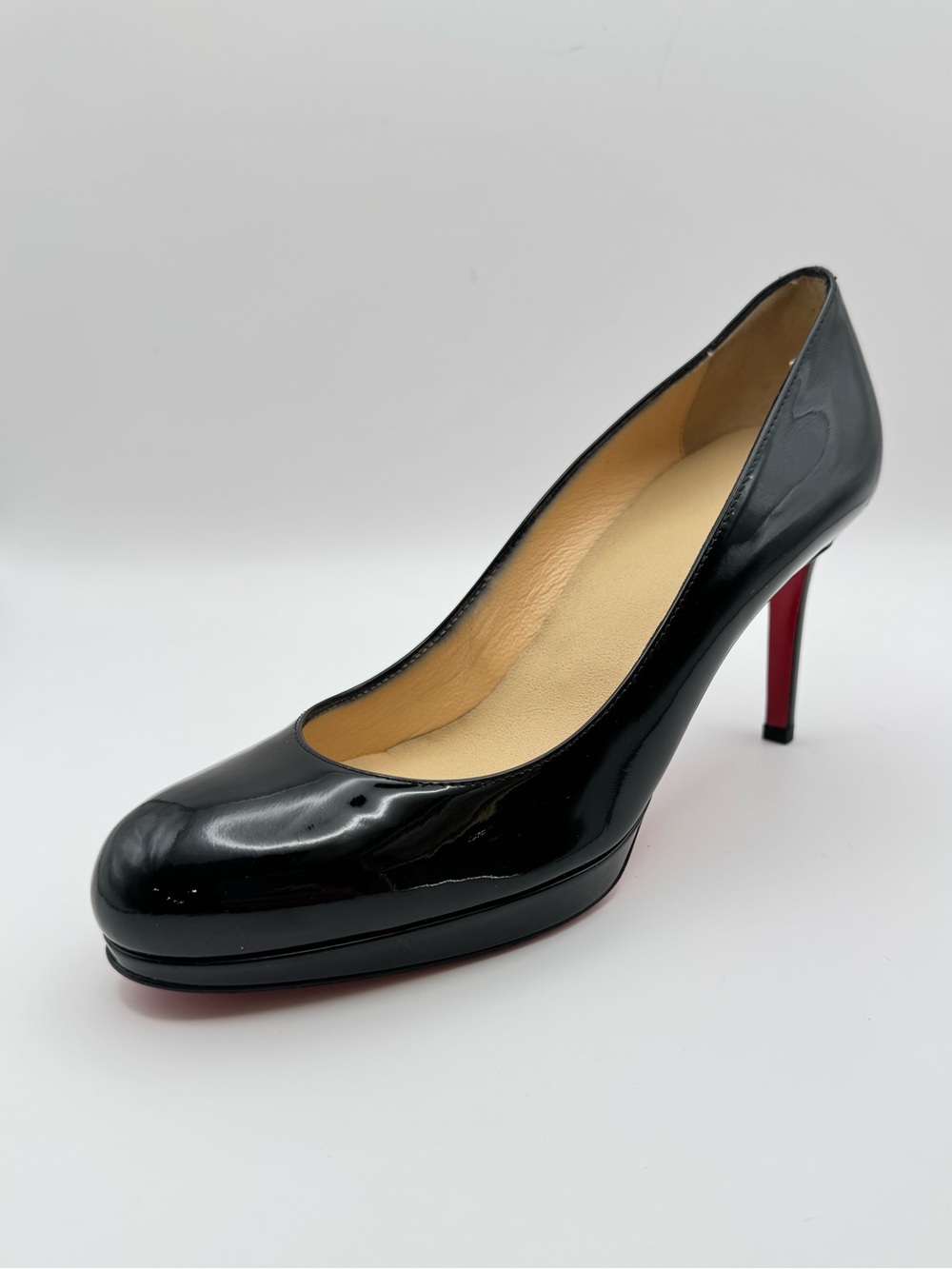 Christian Louboutin Simple Pump 85 Black Patent Leather Platform Pumps EU 37